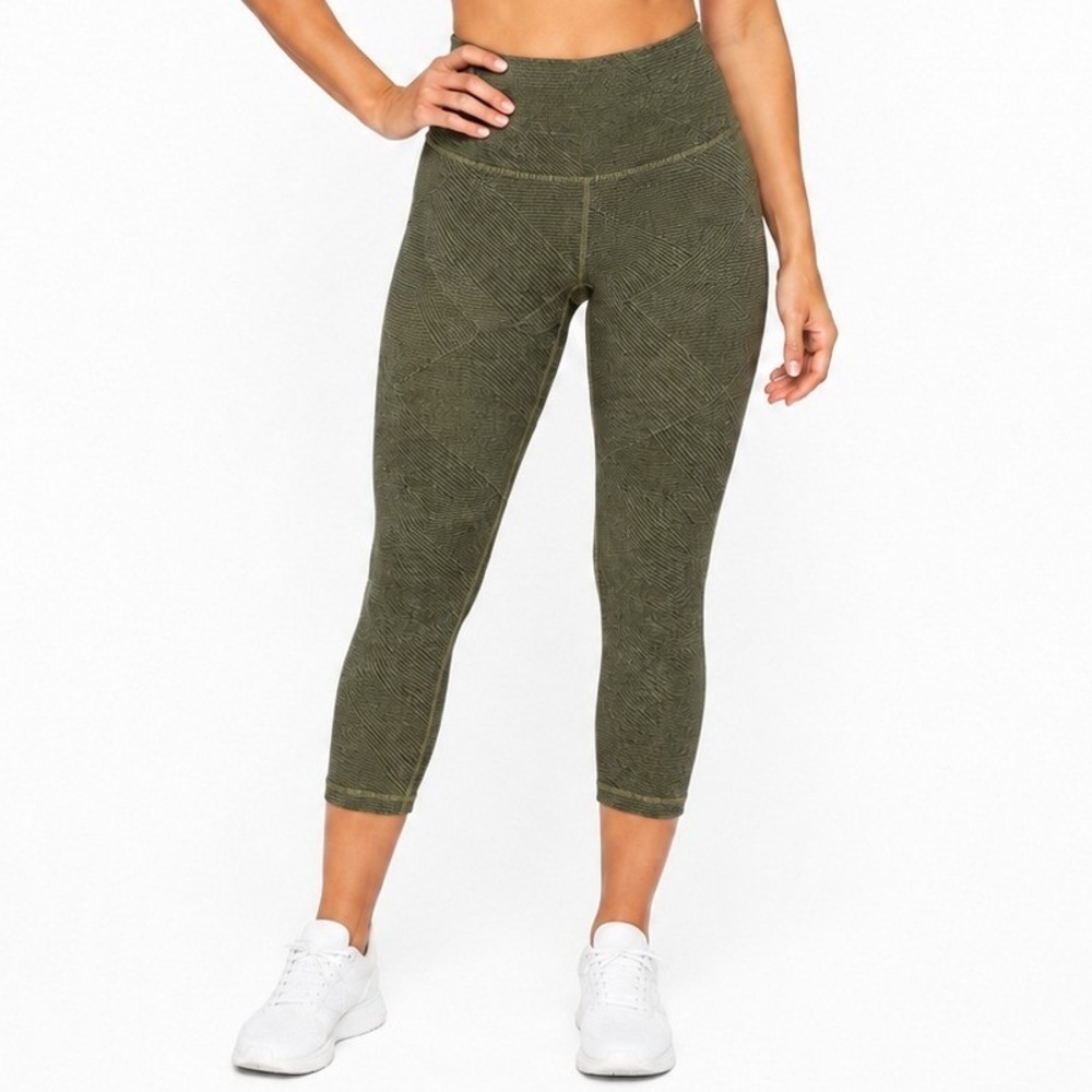 prAna Capri Leggings Women XS Olive Green Crop Yoga Hiking Workout Pants Outdoor